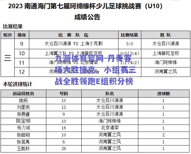 丹麦客场大胜捷克，小组赛三战全胜领跑E组积分榜